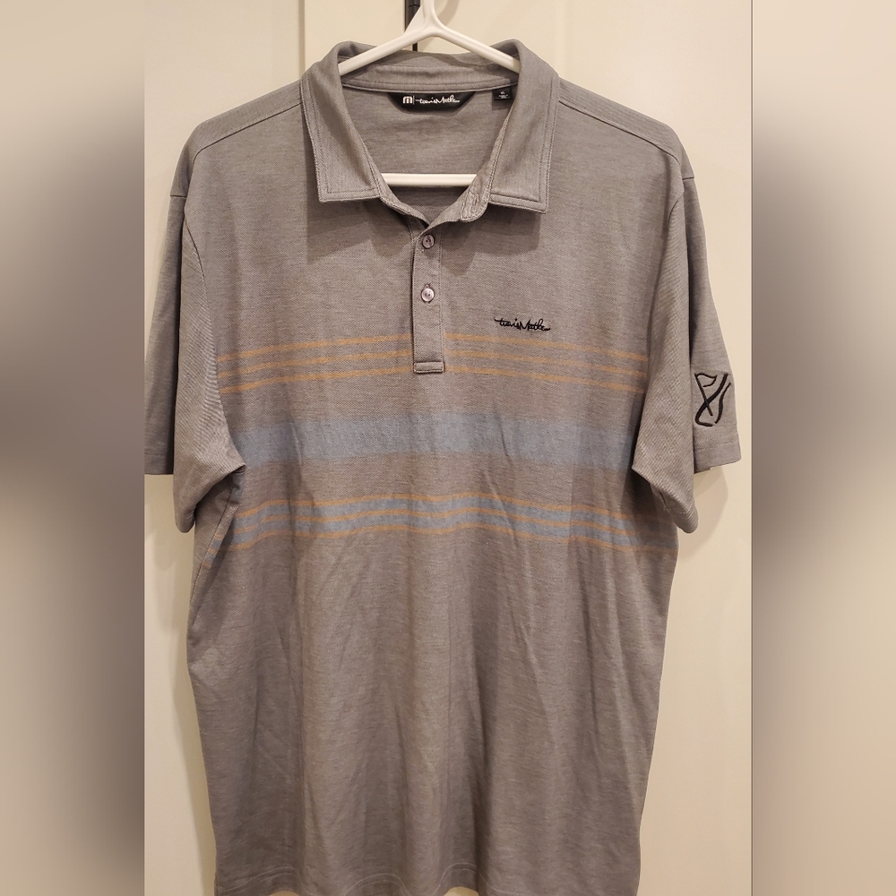 Travis Matthew -Gray & Peach Golf Shirt Mens Size XL